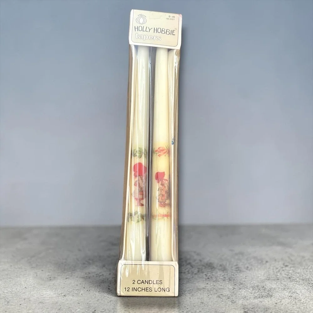 Vintage Holly Hobbie Taper Candles 12 Inch Christmas Holiday Guild House 2 Pack